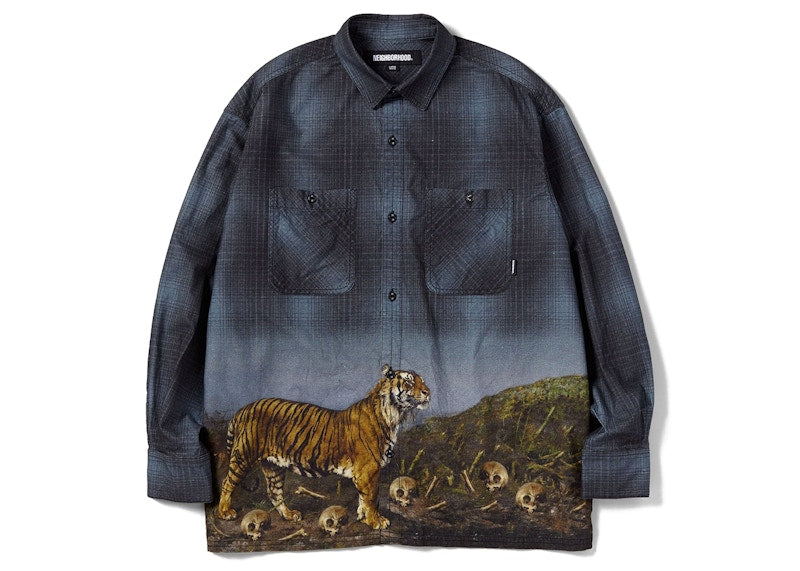 Neighborhood Tiger Print VE Shirt Grey