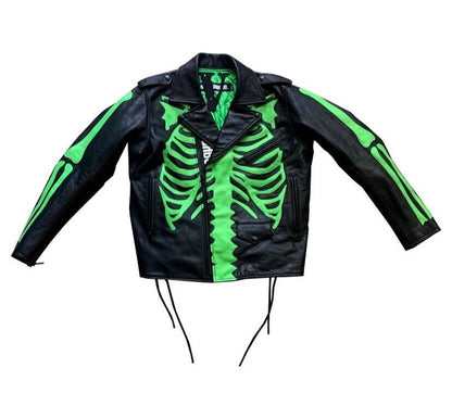 Neighborhood x Vlone Skeleton Leather Jacket Black/Green
