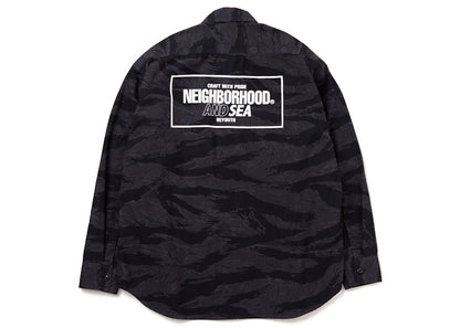 Neighborhood x Wind and Sea Camouflage Officer Shirt Black