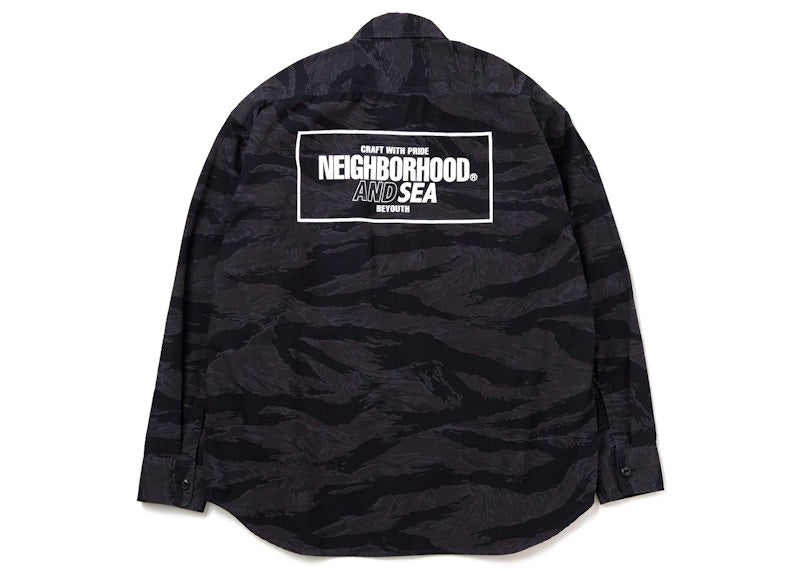 Neighborhood x Wind and Sea Camouflage Officer Shirt Black
