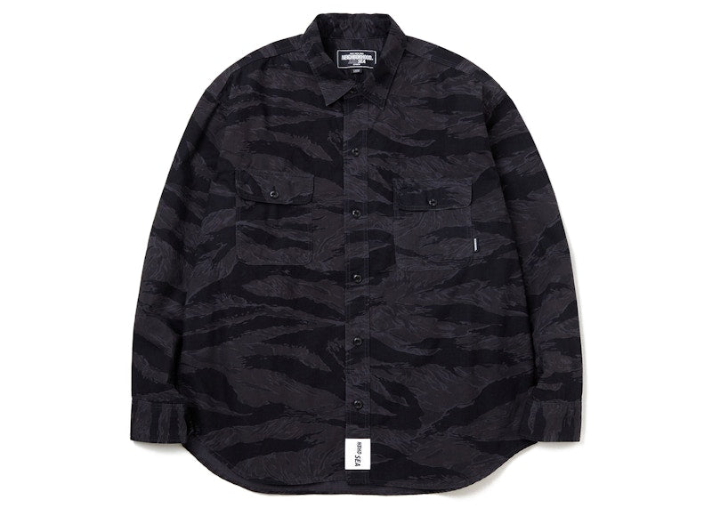 Neighborhood x Wind and Sea Camouflage Officer Shirt Black