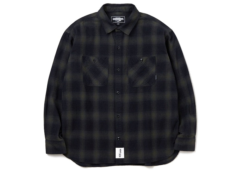 Neighborhood x Wind and Sea L/S Ombre Check Shirt Black