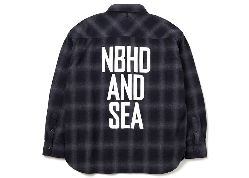 Neighborhood x Wind and Sea L/S Ombre Check Shirt Grey