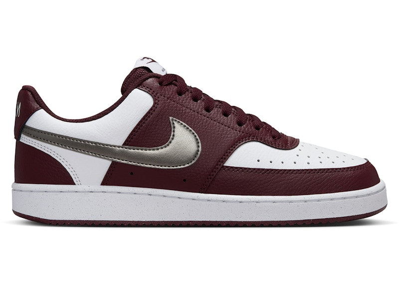 Nike Court Vision Low White Burgundy Metallic Pewter (Women's)