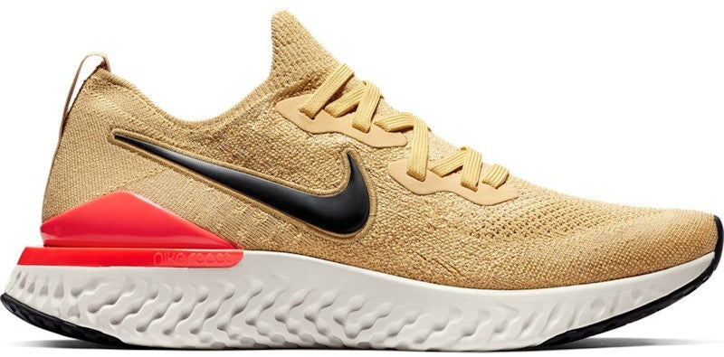Nike Epic React Flyknit 2 Club Gold Black Red Orbit