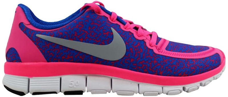 Nike Free 5.0 V4 Hyper Pink/Metallic Platinum-Hyper Cobalt (Women's)