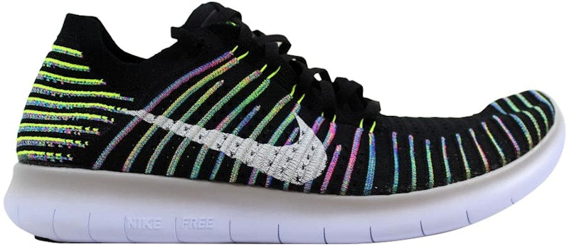 Nike Free RN Flyknit Black/White-Volt-Blue Lagoon