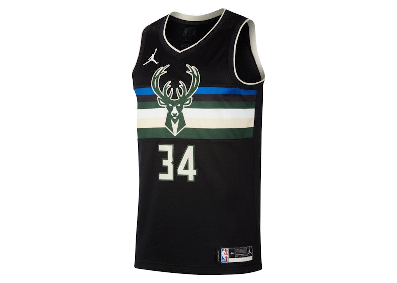 Nike Giannis Antetokounmpo Bucks Statement Jersey Core Black/Cargo Khaki/Cloud White