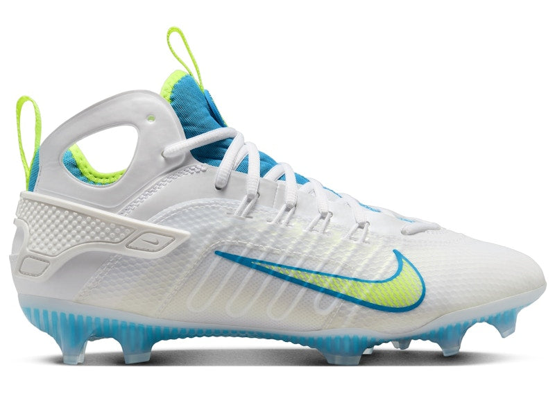 Nike Huarache 9 Elite Mid LAX SE White Vivid Blue Volt