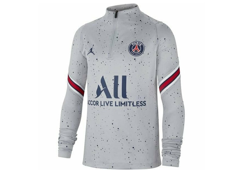 Nike Kids Jordan Paris Saint Germain 21/22 Strike Top Wolf Grey/White/Navy Blue