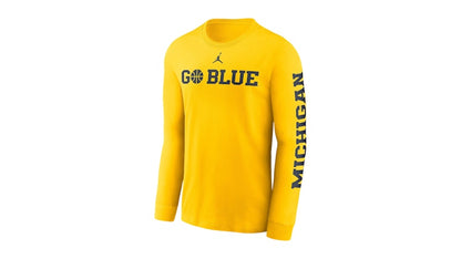 Nike Michigan Wolverines Basketball Icon Jordan College Long-Sleeve T-Shirt College Navy