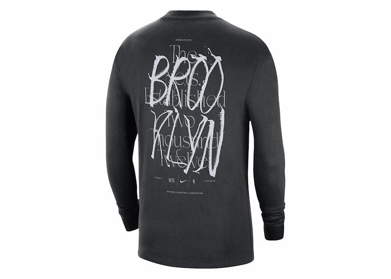 Nike NBA Brooklyn Nets Courtside Loose Fit Long Sleeve T-shirt Black