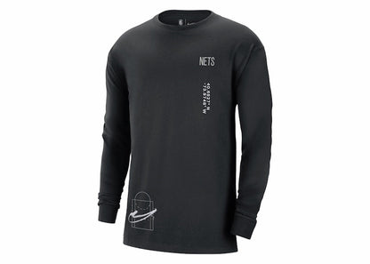 Nike NBA Brooklyn Nets Courtside Loose Fit Long Sleeve T-shirt Black