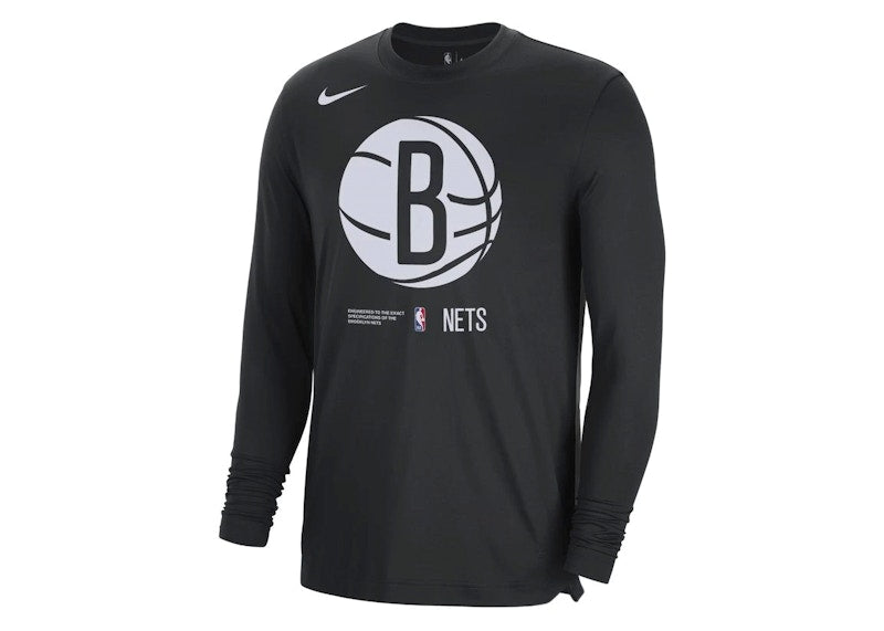 Nike NBA Brooklyn Nets Dri-Fit Loose Fit Long Sleeve T-shirt Black