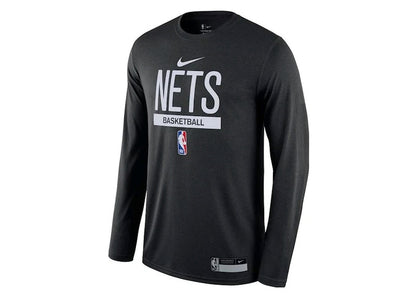 Nike NBA Brooklyn Nets Team Logo Long Sleeve Dri-Fit T-shirt Black/White