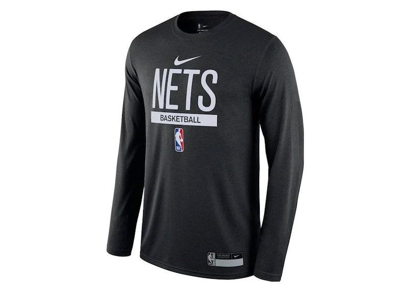Nike NBA Brooklyn Nets Team Logo Long Sleeve Dri-Fit T-shirt Black/White