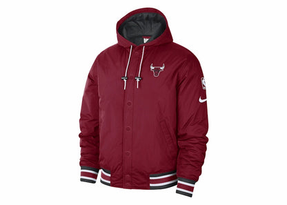 Nike NBA Chicago Bulls Courtside City Ediotion Full-Snap Loose Fit Jacket Dark Red/White/Black