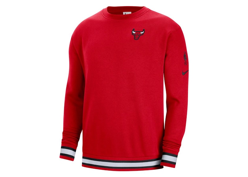 Nike NBA Chicago Bulls Courtside Crew Fleece Loose Fit Sweatshirt Red
