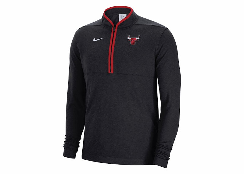 Nike NBA Chicago Bulls Dri-Fit L/S 1/2 Zip T-shirt Black