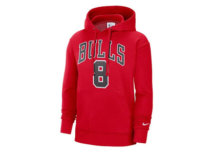 Nike NBA Chicago Bulls Zach Lavine Essential Fleece Pullover Loose Fit Hoodie Red