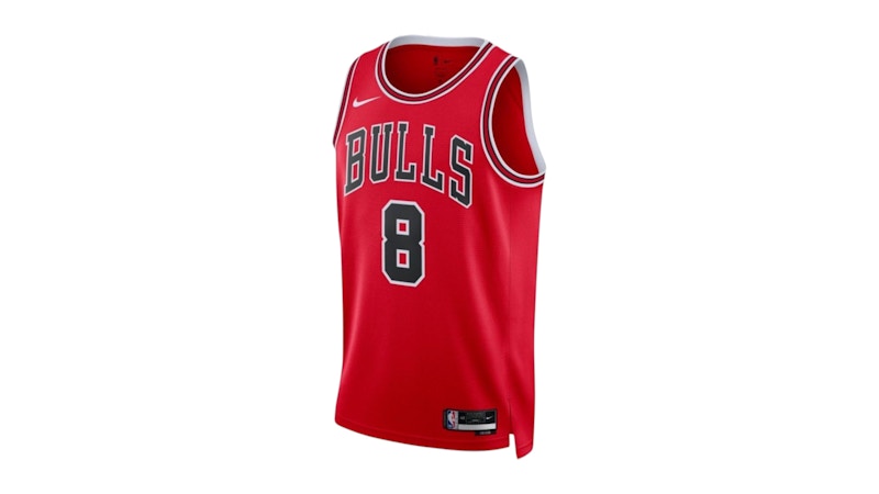 Nike NBA Chicago Bulls Zuch Lavine 8 Icon Edition Swingman Jersey Chicago Red/Black/White