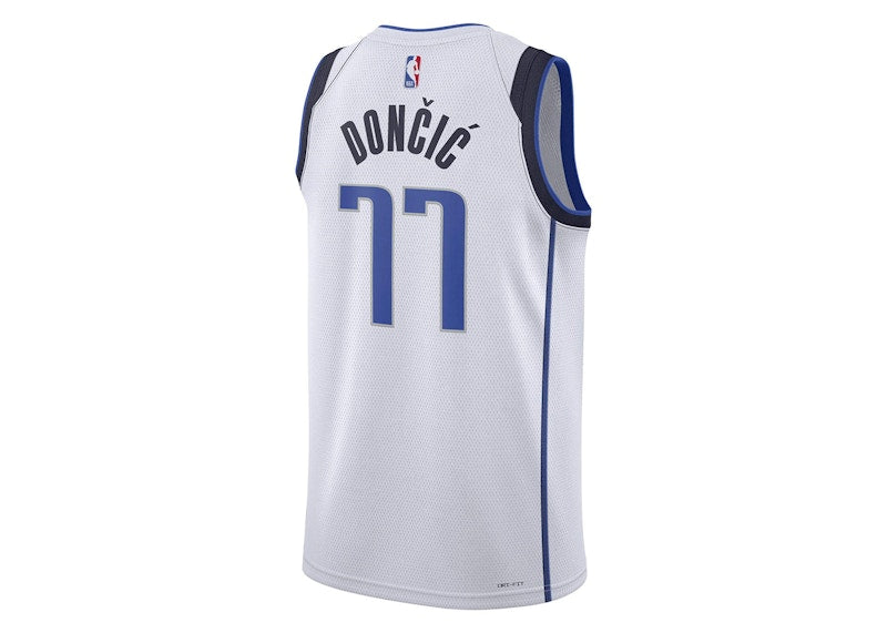 Nike NBA Dallas Mavericks Luka Doncic Association Edition Swingman Dri-Fit Jersey White/Blue