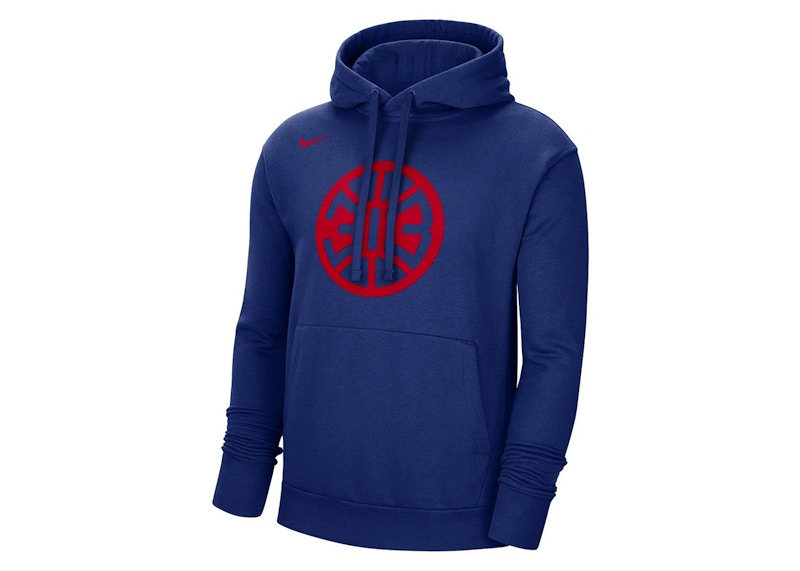 Nike NBA Detroit Pistons Essential Fleece Pullover Loose Fit Hoodie Navy