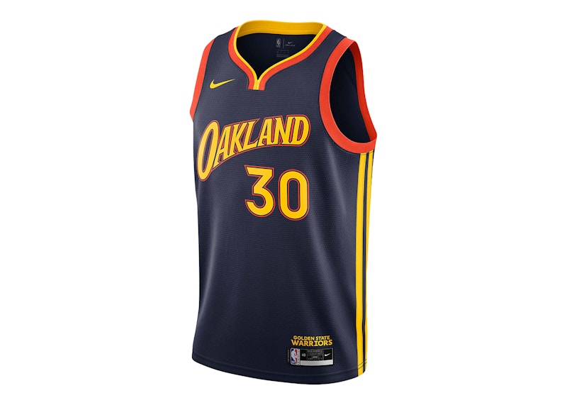 Nike NBA Golden State Warriors Oakland 2021/22 Stephen Curry City Edition Swingman Jersey College Navy/Team Orange