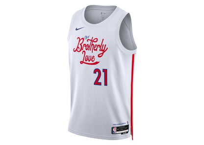 Nike NBA Joel Embiid Philadelphia 76ers City Edition 2022 Swingman Jersey White/Chicago Red