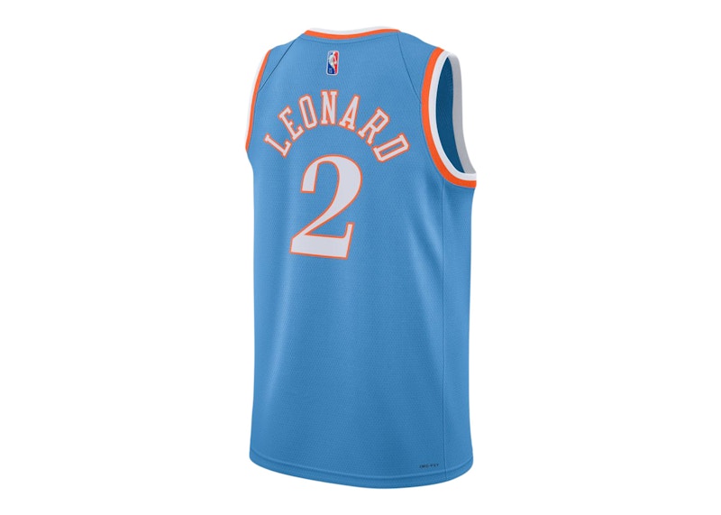Nike NBA Los Angeles Clippers Kawhi Leonard Maillot City Edition Mixtape Swingman Jersey Light Blue/Orange