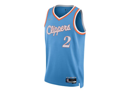 Nike NBA Los Angeles Clippers Kawhi Leonard Maillot City Edition Mixtape Swingman Jersey Light Blue/Orange