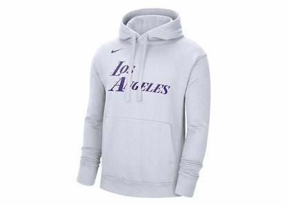 Nike NBA Los Angeles Lakers City Edition Fleece Pullover Loose Fit Hoodie White