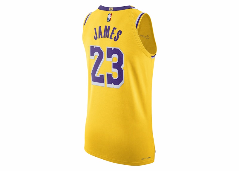 Nike NBA Los Angeles Lakers Icon Edition 2022/23 Dri-Fit ADV Authentic Jersey Amarillo Yellow