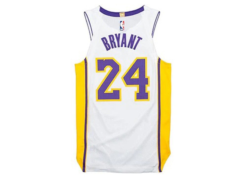 Nike NBA Los Angeles Lakers Icon Edition Kobe Bryant Authentic Jersey White/Purple/Amarillo