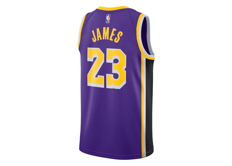 Nike NBA Los Angeles Lakers Lebron James Statement Edition 2020 Swingman Jersey Purple/Yellow