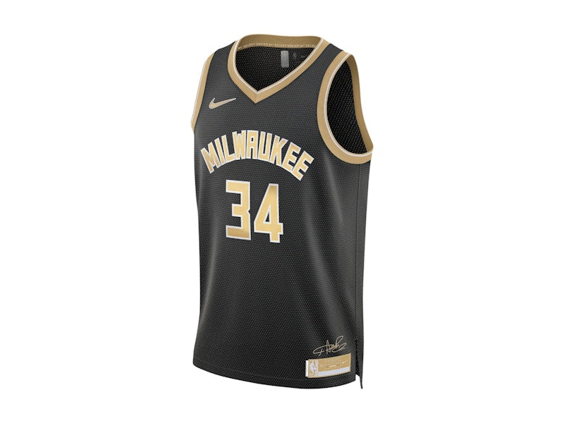 Nike NBA MVP Giannis Antetokounmpo Milwaukee Bucks 2024 Select Series Dri-Fit Swingman Jersey Club Gold/Black