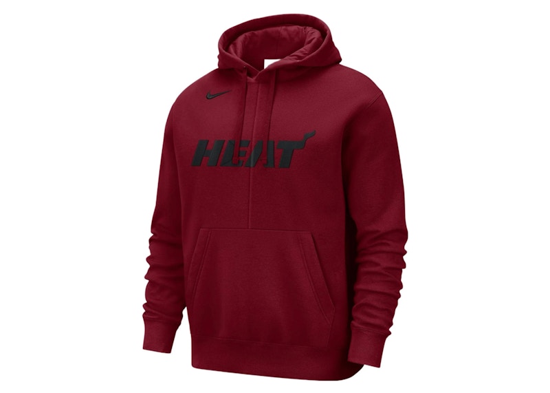 Nike NBA Miami Heat Courtside Team Logo Fleece Pullover Loose Fit Hoodie Red