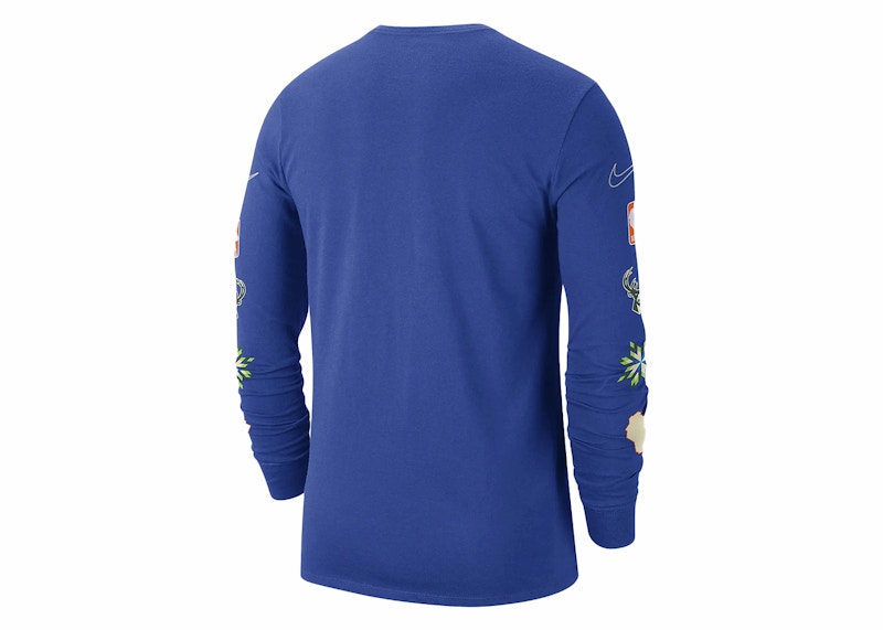 Nike NBA Milwaukee Bucks City Edition Long Sleeve T-shirt Blue