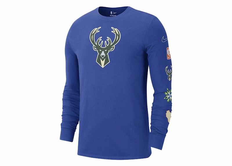 Nike NBA Milwaukee Bucks City Edition Long Sleeve T-shirt Blue