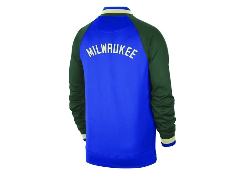 Nike NBA Milwaukee Bucks City Edition Showtime Dri-Fit Jacket Blue/Dark Green