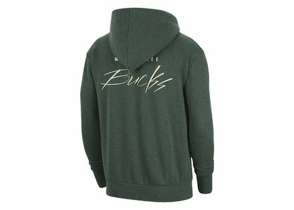 Nike NBA Milwaukee Bucks Courtside Fleece Pullover Hoodie Fir/Heather/Flat Opal