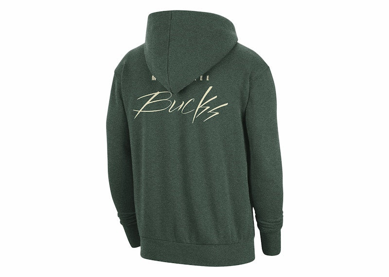 Nike NBA Milwaukee Bucks Courtside Fleece Pullover Hoodie Fir/Heather/Flat Opal