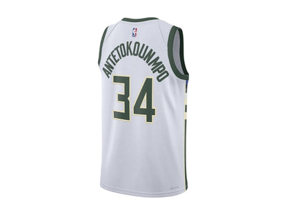 Nike NBA Milwaukee Bucks Giannis Antetokounmpo Association Edition Swingman Dri-Fit Jersey White/Green/Cream