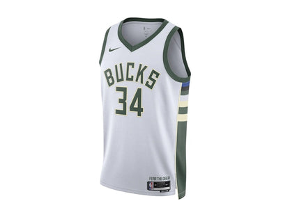 Nike NBA Milwaukee Bucks Giannis Antetokounmpo Association Edition Swingman Dri-Fit Jersey White/Green/Cream