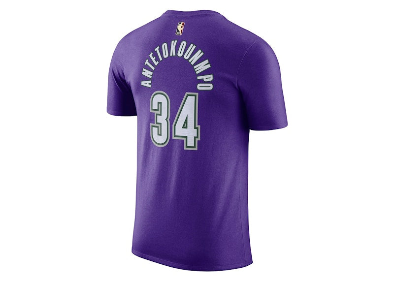 Nike NBA Milwaukee Bucks Giannis Antetokounpo T-shirt Purple/White