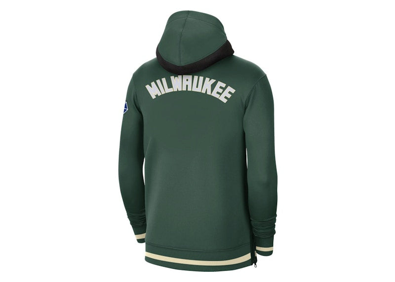 Nike NBA Milwaukee Bucks Showtime Dri-Fit Full-Zip Hoodie Dark Green