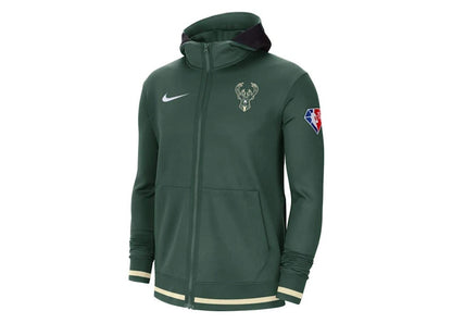 Nike NBA Milwaukee Bucks Showtime Dri-Fit Full-Zip Hoodie Dark Green
