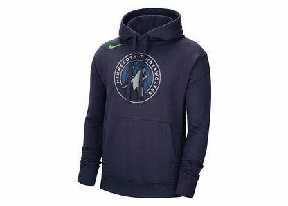 Nike NBA Minnesota Timberwolves Team Logo Fleece Loose Fit Hoodie Dark Blue