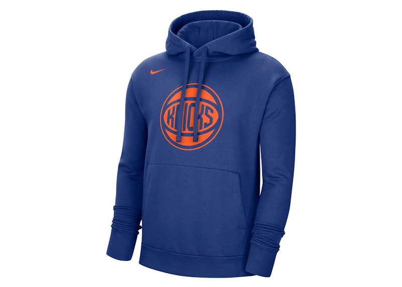 Nike NBA New York Knicks Essential Fleece Pullover Loose Fit Hoodie Blue/Orange