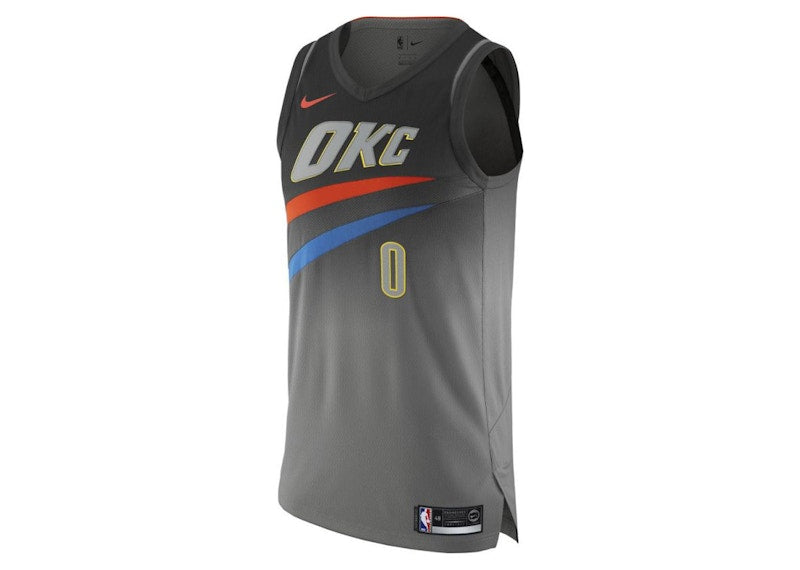 Nike NBA Oklahoma City Russell Westbrook Authentic Jersey Grey